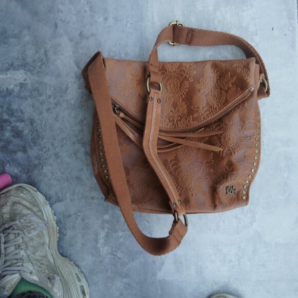 THE SAK Silverlake leather women's crossbody bag brown floral embossed - Picture 2 of 8